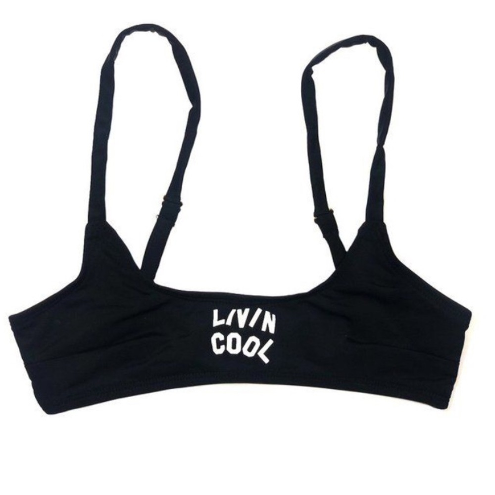 Livin Cool bikini top size large black and white new with tags
